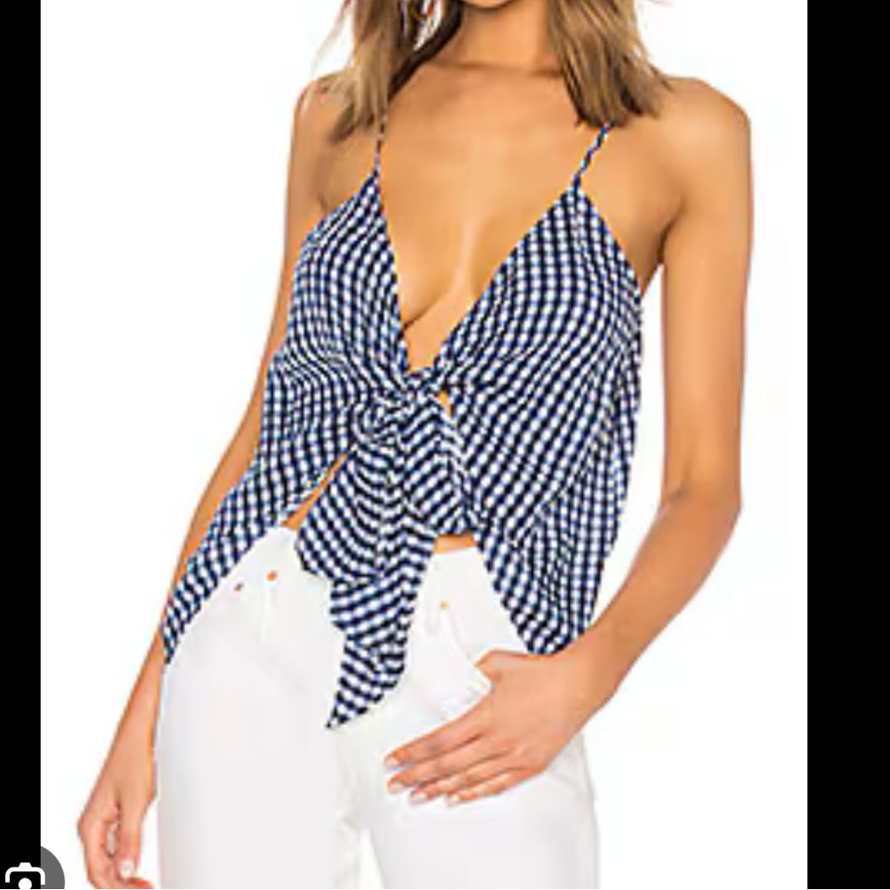 CAMI NYC Gingham Tie Blouse